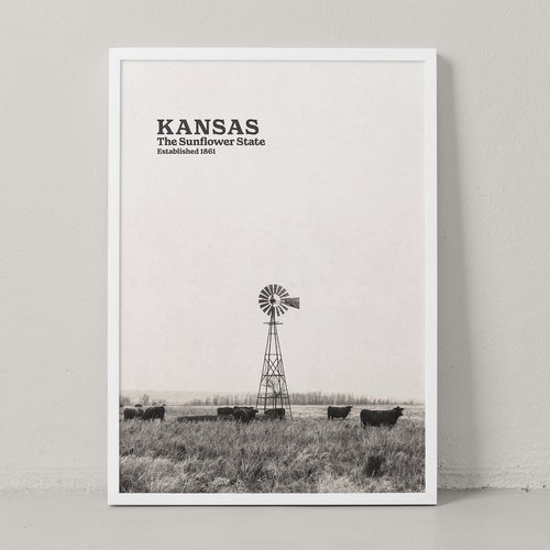 Kansas Poster Kansas Print Kansas Wall Art Kansas Etsy