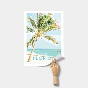 Florida Travel Print Key West Original Illustration Vintage Travel Poster Modern Wall Art image 8