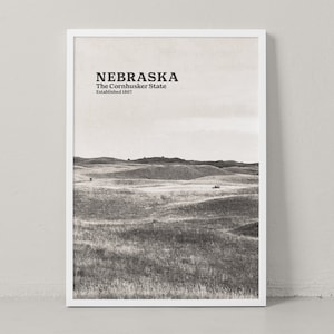 Nebraska Poster - Nebraska Print - Nebraska Wall Art - Nebraska Photography - Nebraska Travel Poster - Black and White - Travel Print