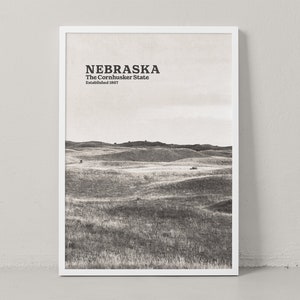 Nebraska Poster - Nebraska Print - Nebraska Wall Art - Nebraska Photography - Nebraska Travel Poster - Black and White - Travel Print