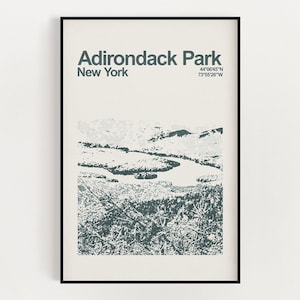 Adirondack Park New York Poster - Minimalist Wall Art
