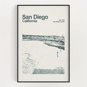 San Diego, California Poster - Minimalist Wall Art