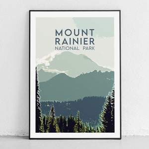 Mount Rainier Print - National Park Service - NPS Illustration - Colorful Travel Poster - Office Wall Art - Travel Prints - Adventure Print