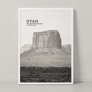 Utah Poster - Utah Print - Utah Wall Art - Utah Photography - Utah Travel Poster - Black and White - Travel Print