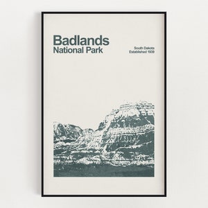 Badlands National Park Poster - Minimalist Wall Art - National Park Prints  - South Dakota Poster