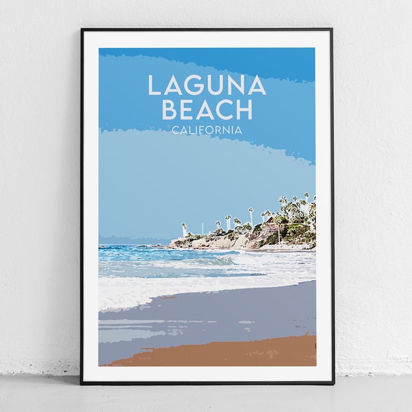 Laguna Beach Travel Print - California  - Original Illustration - Travel Poster - Beach House Art - Coastal Home Decor - Adventure Prints