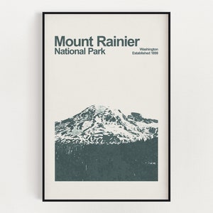 Mount Rainier National Park Poster - Minimalist Wall Art - National Park Prints - Washington Poster