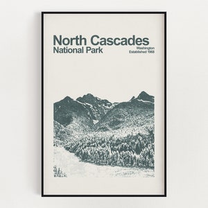 North Cascades National Park Poster - Minimalist Wall Art