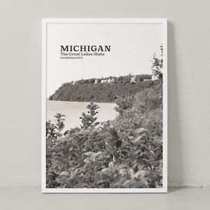 Michigan Poster - Michigan Print - Michigan Wall Art - Michigan Photography - Michigan Travel Poster - Black and White - Travel Print