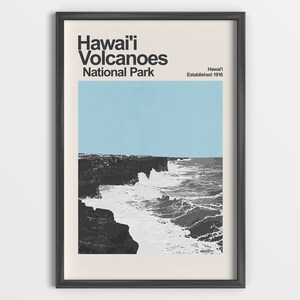 Hawaii Volcanoes National Park - Mid-Century Travel Poster - National Park Poster - Hawaii Poster - Travel Prints