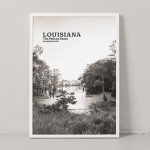 Louisiana Poster - Louisiana Print - Louisiana Wall Art - Louisiana Photography - Louisiana Travel Poster - Black and White - Travel Print