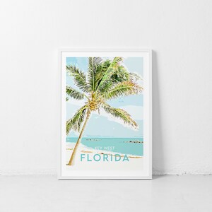 Florida Travel Print Key West Original Illustration Vintage Travel Poster Modern Wall Art image 6