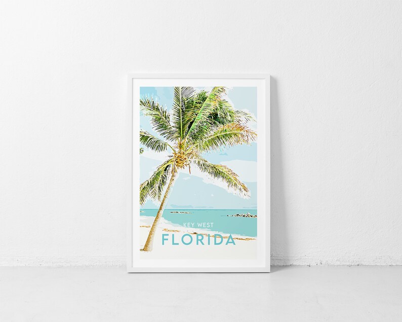 Florida Travel Print Key West Original Illustration Vintage Travel Poster Modern Wall Art image 6