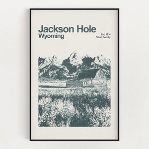 Jackson Hole, Wyoming Poster - Minimalist Wall Art