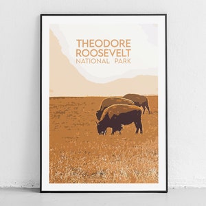 Theodore Roosevelt Print - National Park Service - Modern Travel Poster - Office Wall Art - North Dakota Travel Prints - Adventure Print