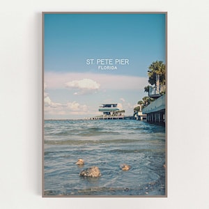 St. Pete Pier - St. Petersburg, Florida - Tampa Bay - Mid Century Travel Poster - Florida Wall Art - Downtown St Pete Print