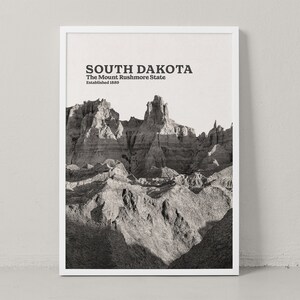 South Dakota Poster - South Dakota Print - South Dakota Wall Art - South Dakota Photography - South Dakota Travel Poster - Black and White