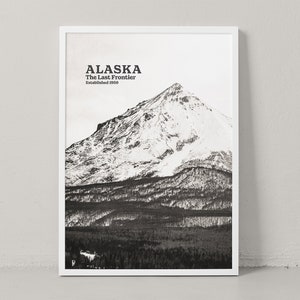 Alaska Poster - Alaska Print - Alaska Wall Art - Alaska Photography - Alaska Travel Poster - Black and White - Travel Print