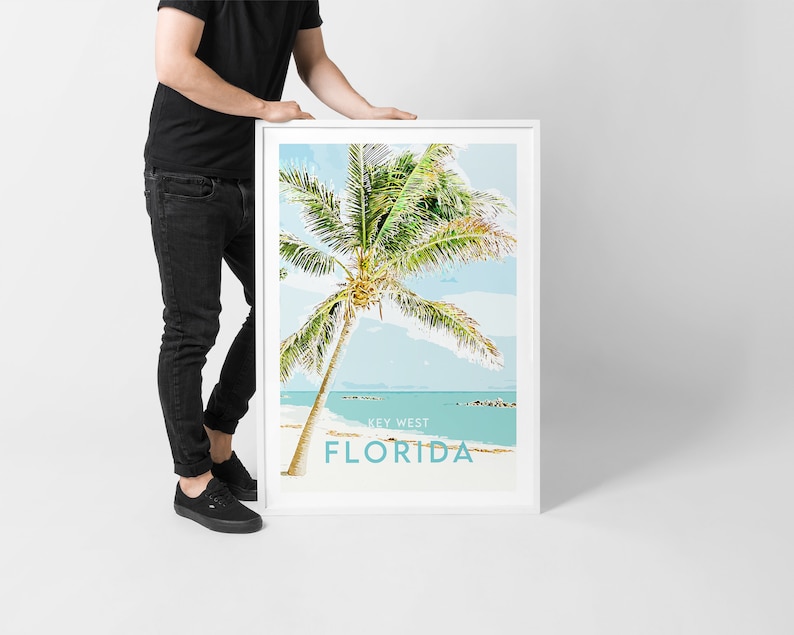 Florida Travel Print Key West Original Illustration Vintage Travel Poster Modern Wall Art image 7