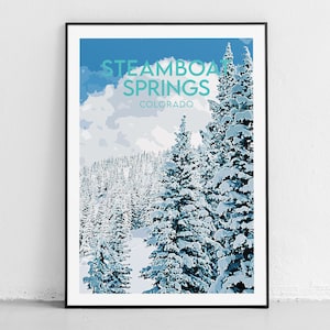 Steamboat Springs Travel Print - Colorado - Original Illustration - Home Office Poster - Modern Wall Art - Mountain House Decor