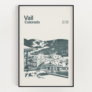 Vail Colorado Poster - Minimalist Wall Art - Ski Colorado - Ski Resort Print