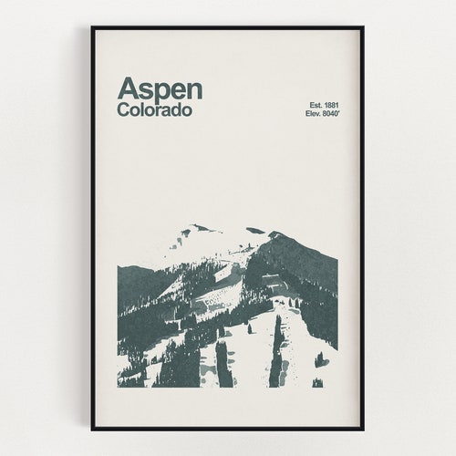Crested Butte Colorado Poster Minimalist Wall Art Ski Etsy