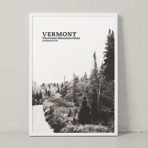 Vermont Poster - Vermont Print - Vermont Wall Art - Vermont Photography - Vermont Travel Poster - Black and White - Travel Print