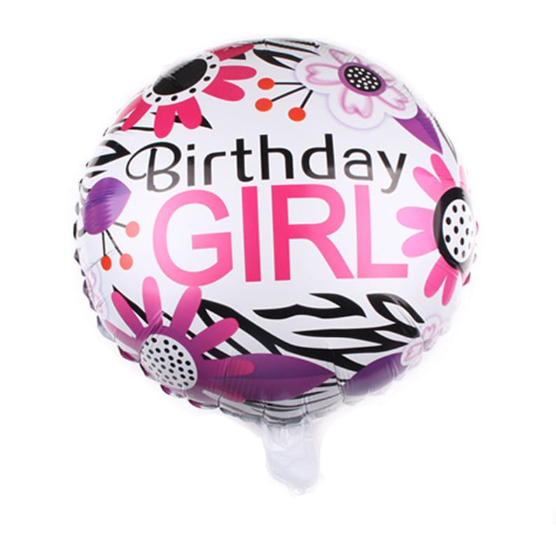 Birthday Girl Balloon Happy Birthday Pink Flowers Mylar - …