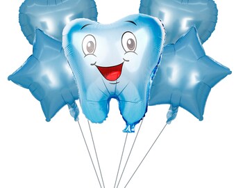 Blue Tooth Balloon Set Dentist Themed Balloon Teeth Dental Office Celebrations
