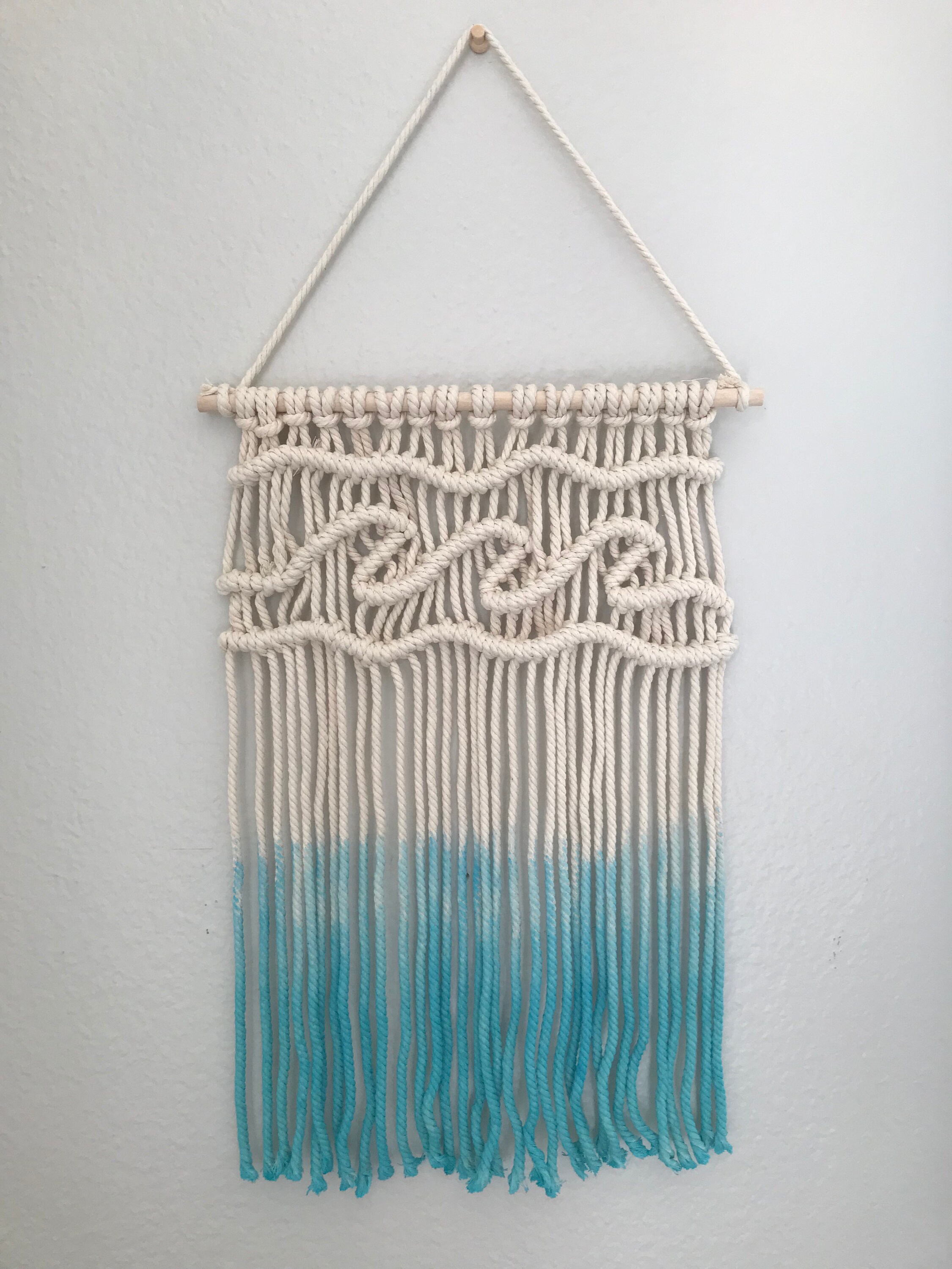 Ocean Waves Macrame Wall Hanging Blue Ombré Macrame Wall Etsy