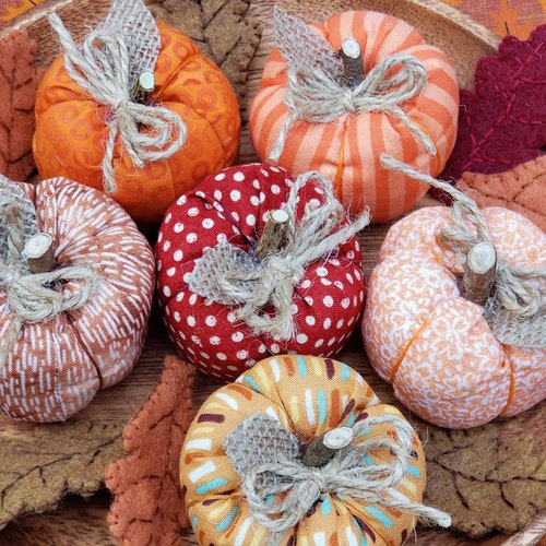 Farmhouse Decor Fabric Pumpkins Fall