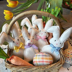 Handmade Spring Easter Felt Bunnies, Nursery Bunnies Decor