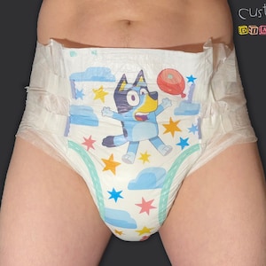 CustomZ Blu ABDL Plastic Backed Adult Baby Diaper Nappy - 1 x Nappy