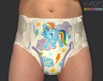 CustomZ MLP My Little Pony Rainbow Dash ABDL Plastic Backed Adult Baby Diaper Nappy - 1 x Nappy