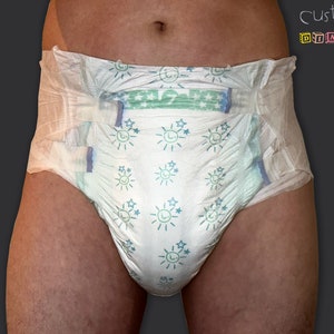 CustomZ Suns and Stars ABDL Adult Baby Diaper Nappy - 1 x Nappy