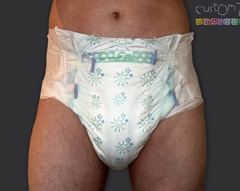 CustomZ Suns and Stars ABDL Adult Baby Diaper Nappy - 1 x Nappy