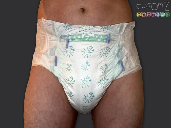 Customz Suns and Stars ABDL Adult Baby Diaper Nappy 1 X Nappy 