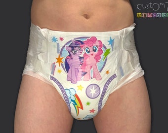 CustomZ MLP My Little Pony Pinkie Pie ABDL Plastic Backed Adult Baby Diaper Nappy - 1 x Nappy