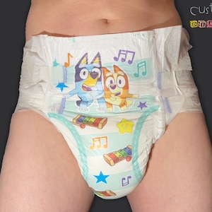 CustomZ Blu Sisters ABDL Plastic Backed Adult Baby Diaper Nappy - 1 x Nappy