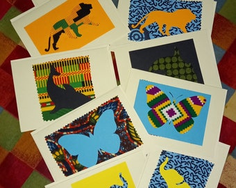 Pack of 5 Charity Liberian Animals Greeting Cards/African/Handmade/Birthday/ Celebration/HLMT