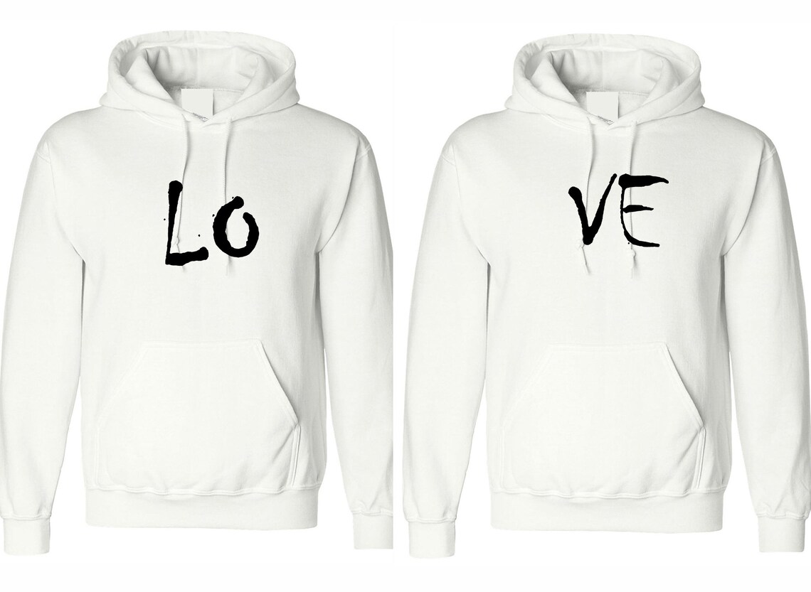 Funny Couple Matching Hoodies LOVE Hoodie Hoody Hood Hooded Etsy