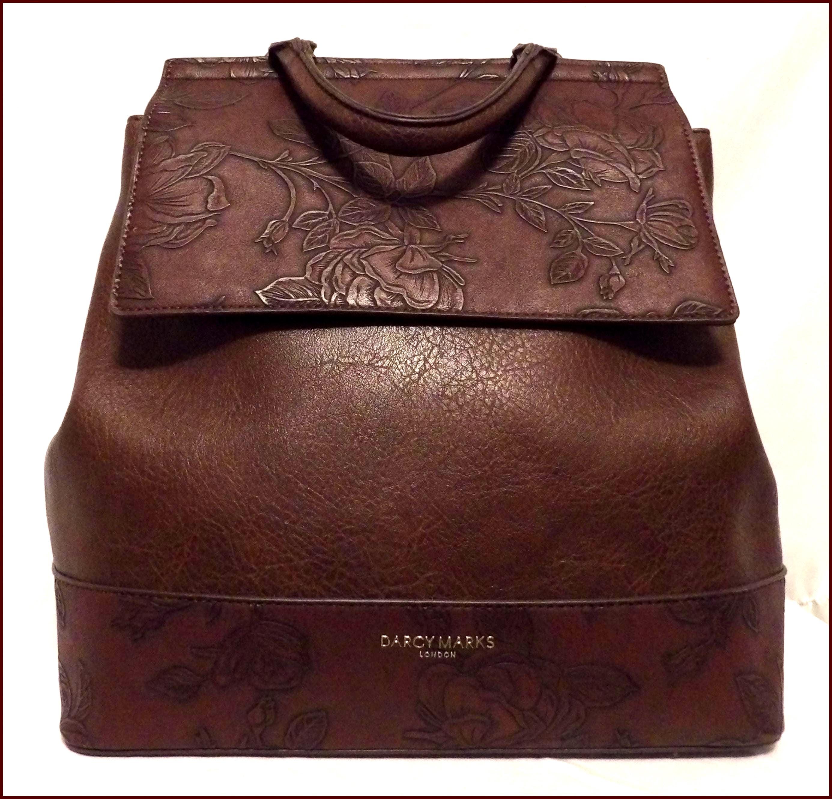 Brown Leather Floral Backpack - Etsy