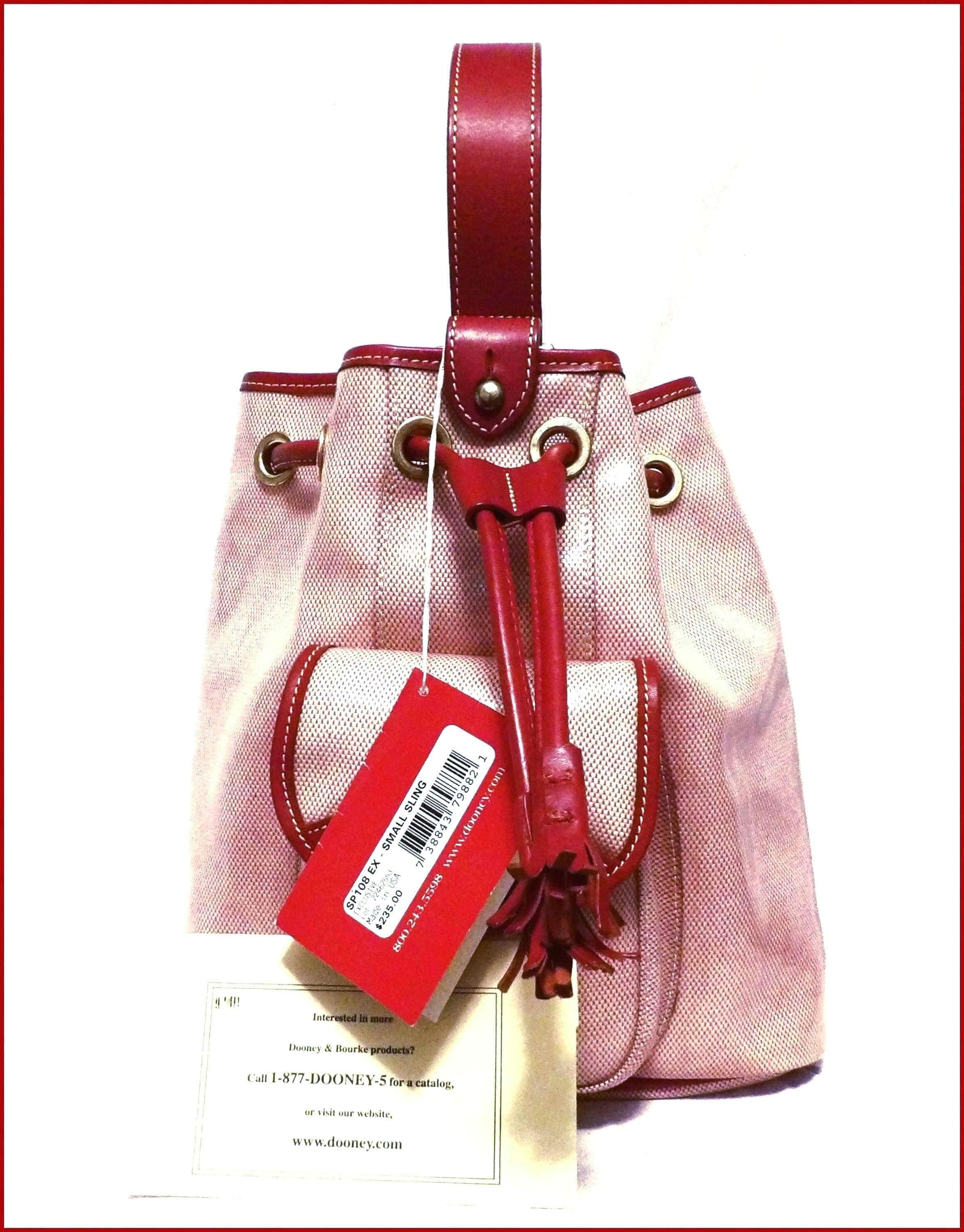Dooney & Bourke VTG Drawstring W/ Flap leather Back Pack Red & British Tan EUC Dooney Bourke Drawstring Bucket Bag - Etsy main image 2