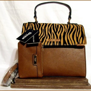 Conjunto de cartera y monedero con asa superior de pelo de becerro de NWT Dune London