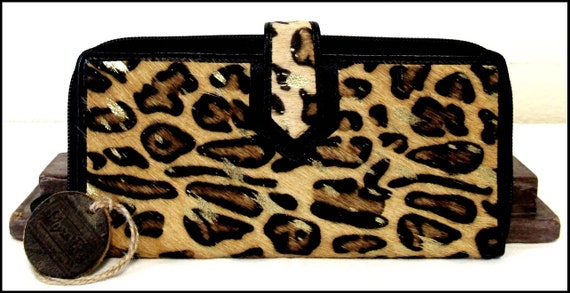 Nwot Myra Hair On Hide Leopard Print Leather Clut… - image 1