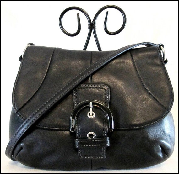 Coach Black Soho Leather Mini Flap Bag Purse-f45664 