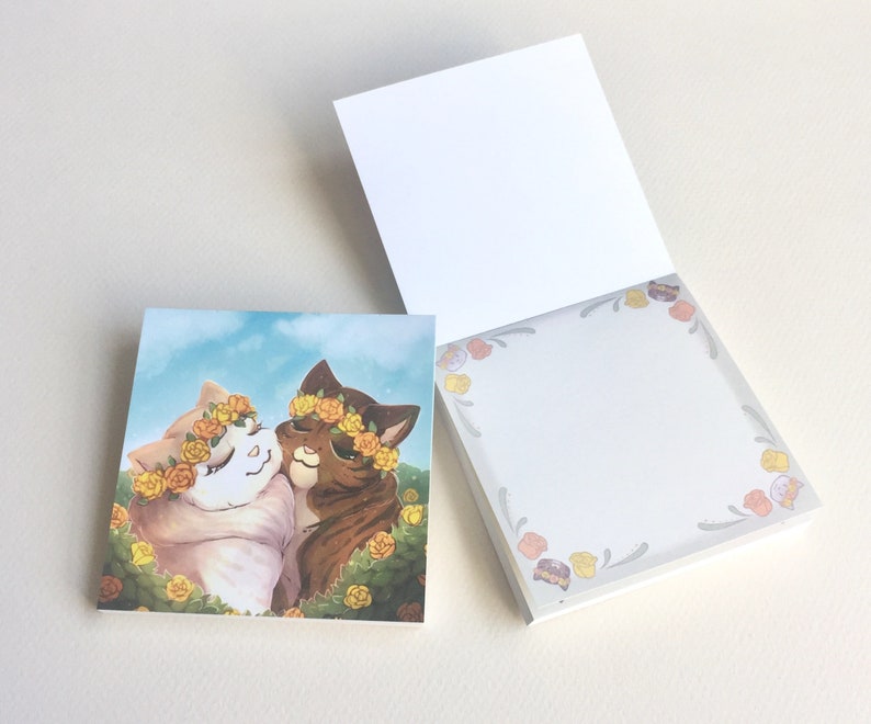 Cats and Flower Crowns Cute Memo Pad with Cover