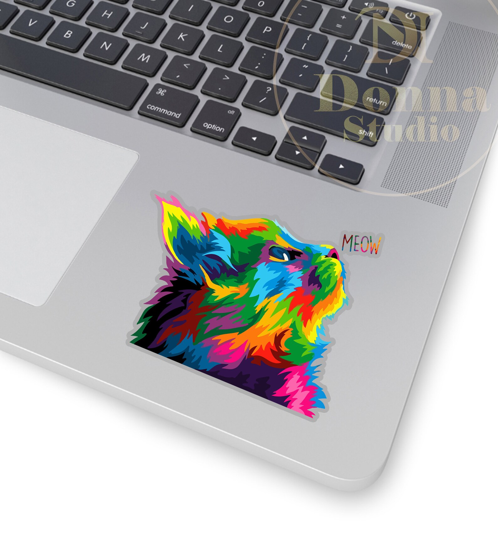 Cat sticker Cat Laptop sticker moew sticker cat color Etsy