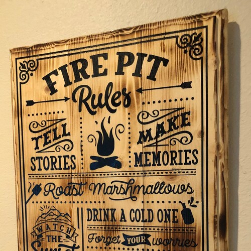 Fire Pit Rules Rustic Sign Etsy