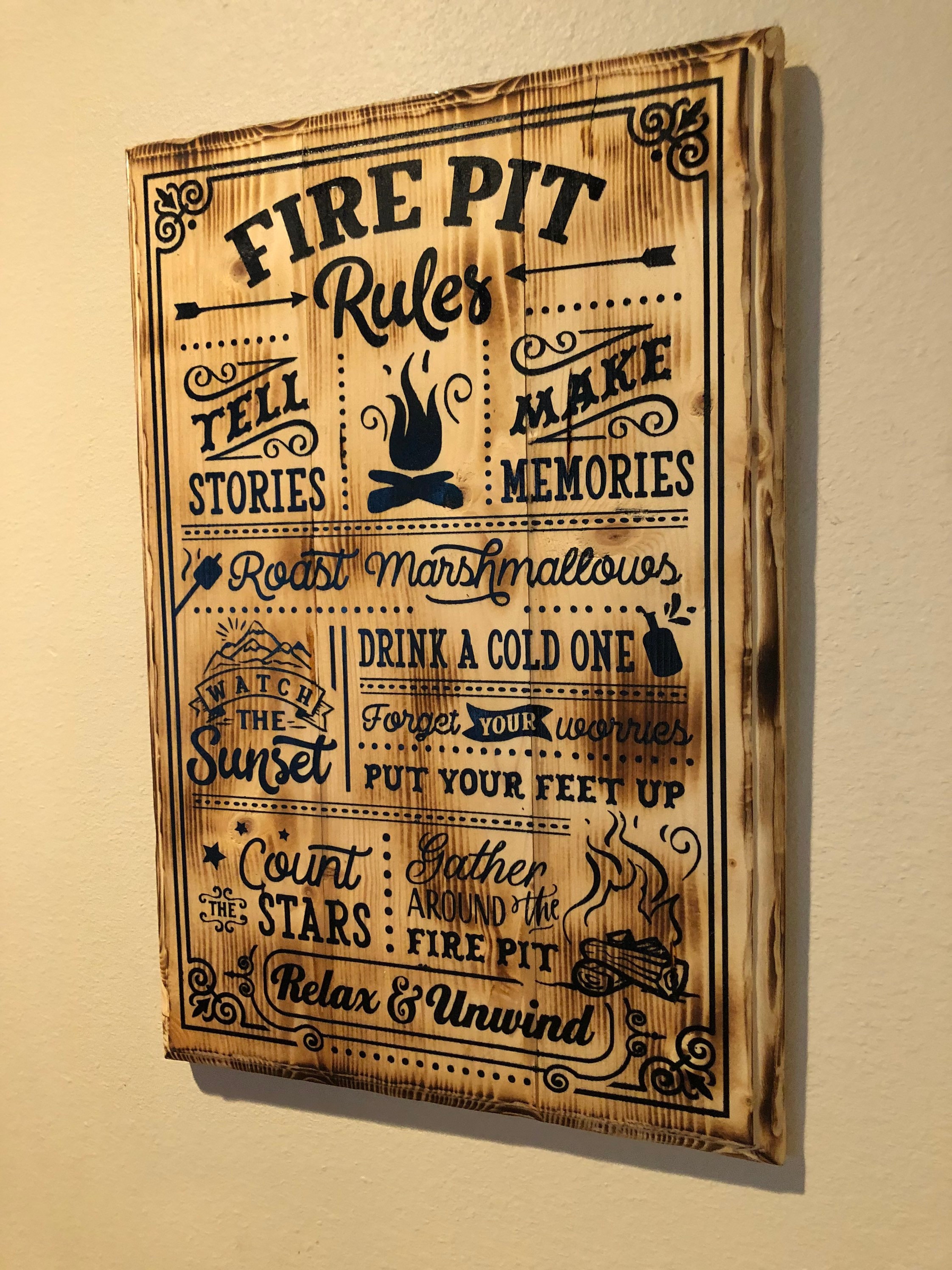 Fire Pit Rules Rustic Sign -  Ireland